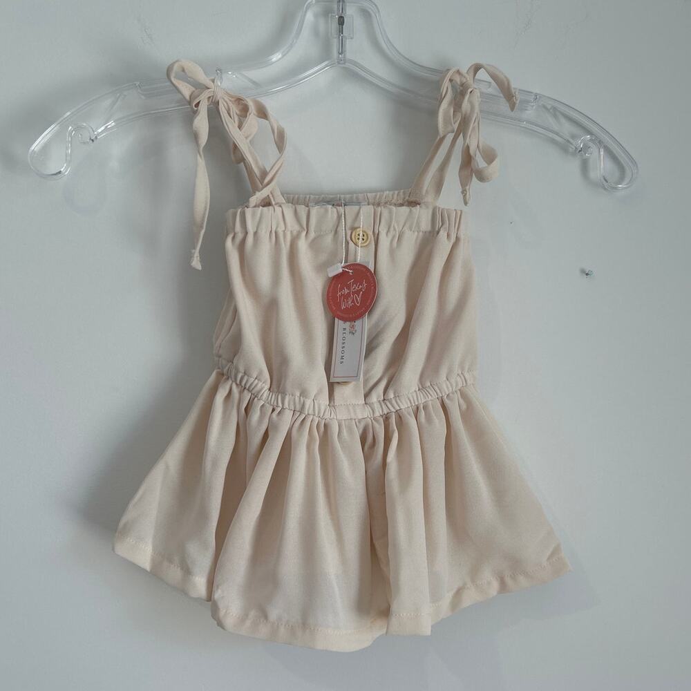 NWT Bailey’s Blossoms Tie-Shoulder Peplum Top, Cream, Toddler Girl Size 2T - Picture 2 of 5
